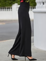 Sosandar Black High Waisted Wide Leg Trousers - Image 3 of 5