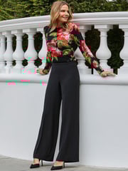 Sosandar Black High Waisted Wide Leg Trousers - Image 5 of 5