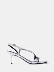 Mint Velvet Silver Leather Strap Heels - Image 1 of 4