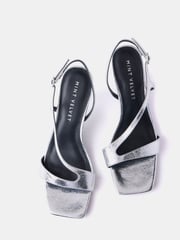 Mint Velvet Silver Leather Strap Heels - Image 2 of 4