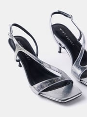 Mint Velvet Silver Leather Strap Heels - Image 4 of 4