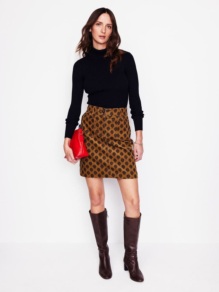 Boden Dark Brown Estella Cord Skirt - Image 1 of 5