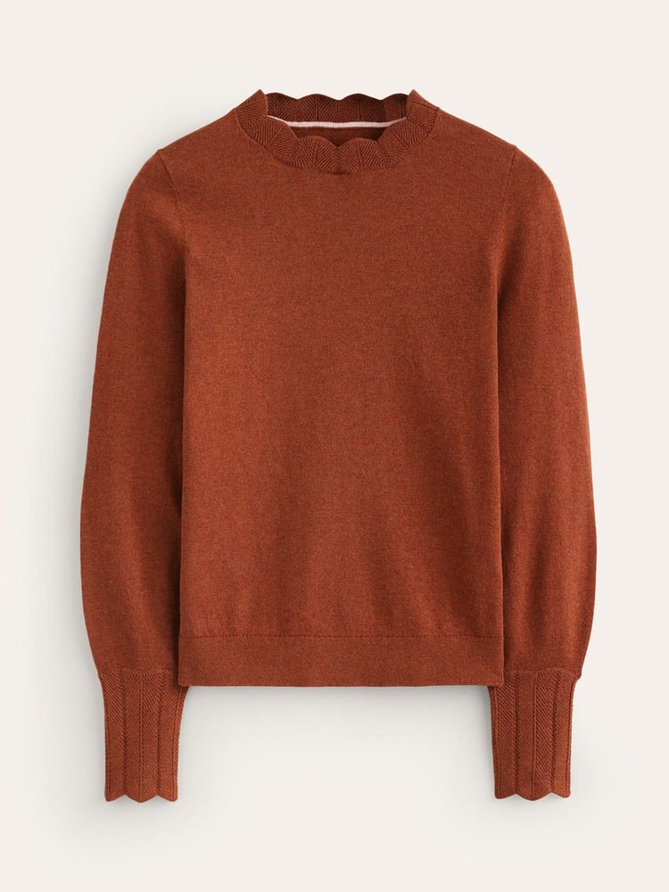 Boden Brown Scalloped Jumper - Image 6 of 6