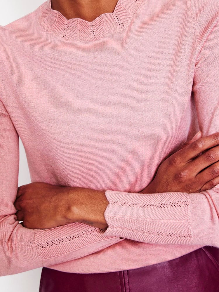 Boden Pink Scalloped Jumper - Image 2 of 6