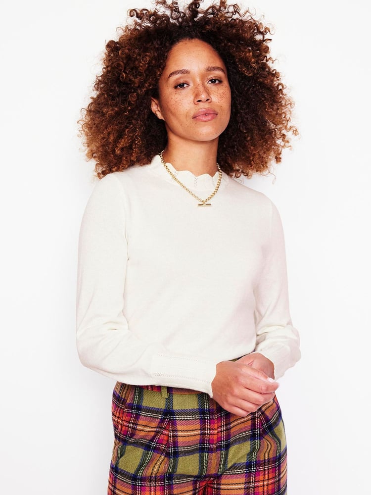 Boden Cream Scalloped Jumper - Image 1 of 6