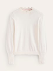 Boden Cream Scalloped Jumper - Image 5 of 6