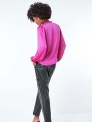 Roman Pink Satin Ruffle Neck Blouse - Image 3 of 5