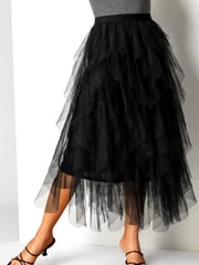 Roman Black Elasticated Mesh Layered Skirt - Image 4 of 7