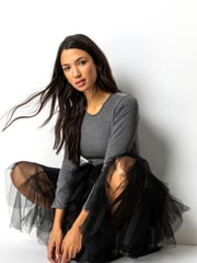 Roman Black Elasticated Mesh Layered Skirt - Image 7 of 7