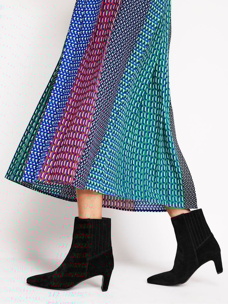 Boden Black Back Panel Heeled Ankle Boots - Image 1 of 4