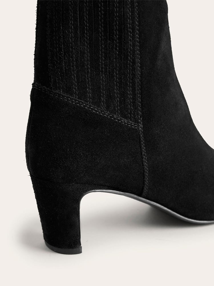 Boden Black Back Panel Heeled Ankle Boots - Image 4 of 4