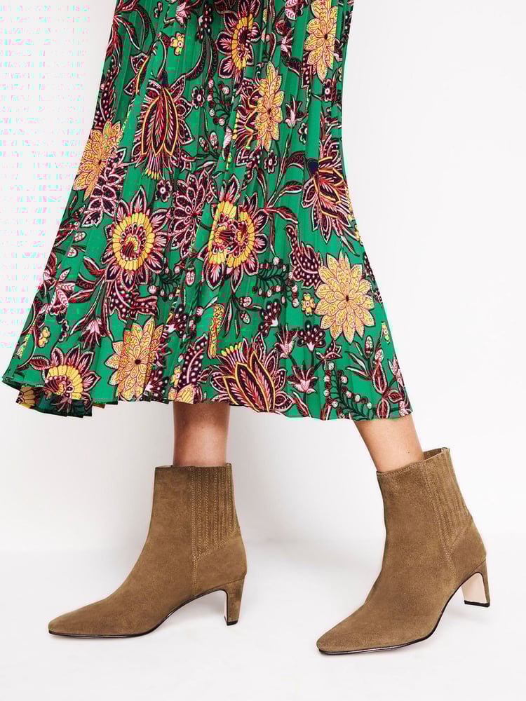 Boden Brown Back Panel Heeled Ankle Boots - Image 1 of 4