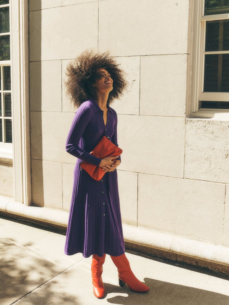 Boden Purple Rachel Knitted Shirt Dress - Image 1 of 2