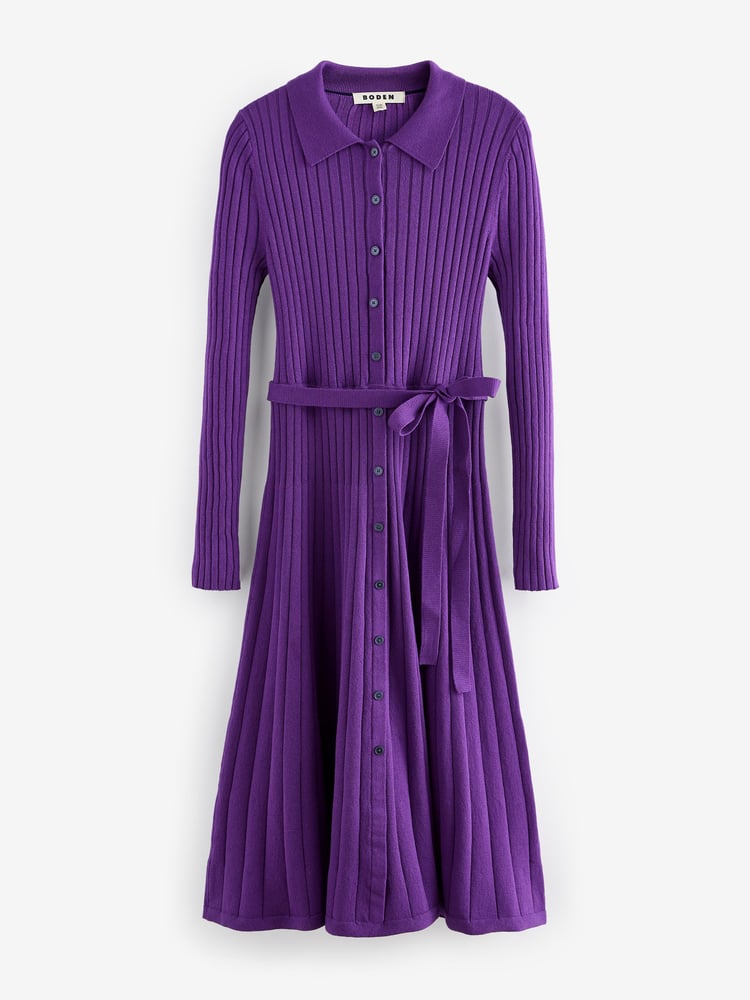 Boden Purple Rachel Knitted Shirt Dress - Image 2 of 2