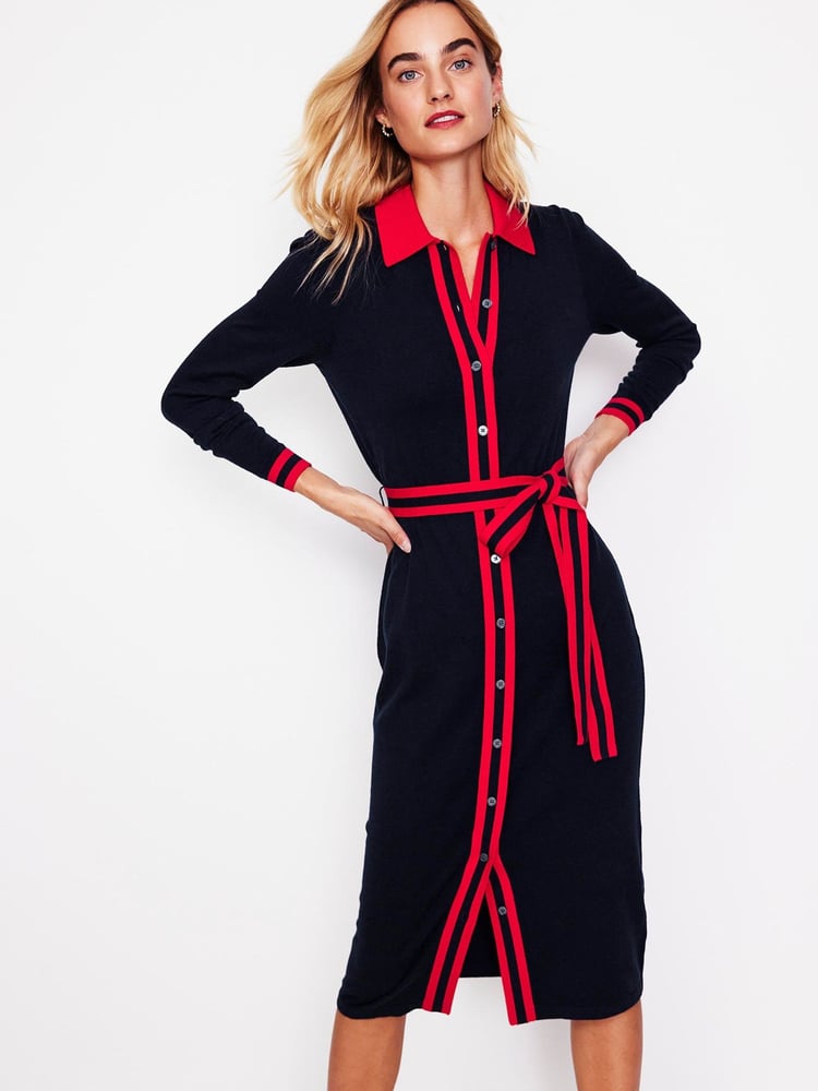 Boden Blue Victoria Knitted Shirt Dress - Image 1 of 5