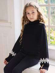 The Little Tailor Kids Button Trim Luxury Knit Christmas Black Jumper - Image 1 of 4