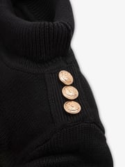 The Little Tailor Kids Button Trim Luxury Knit Christmas Black Jumper - Image 3 of 4