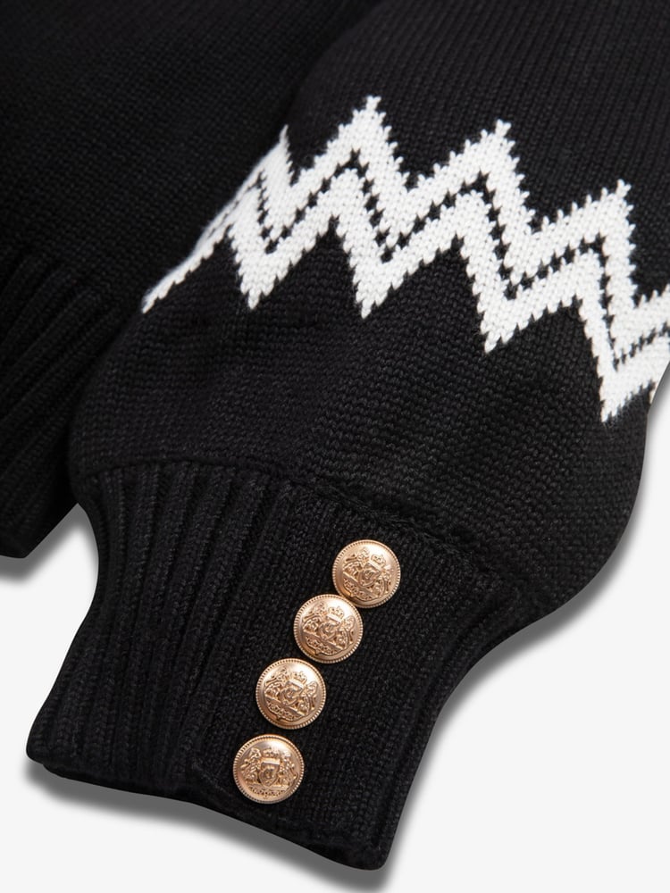 The Little Tailor Kids Button Trim Luxury Knit Christmas Black Jumper - Image 4 of 4