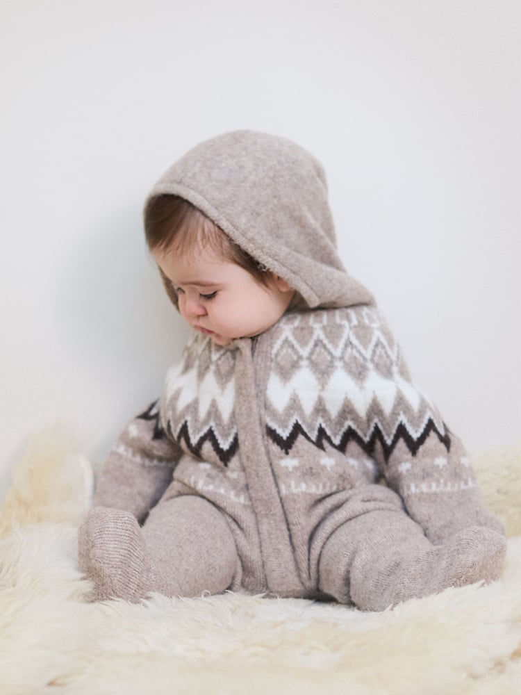 The Little Tailor Baby Soft Knitted Lined Christmas Pramsuit - Image 1 of 2