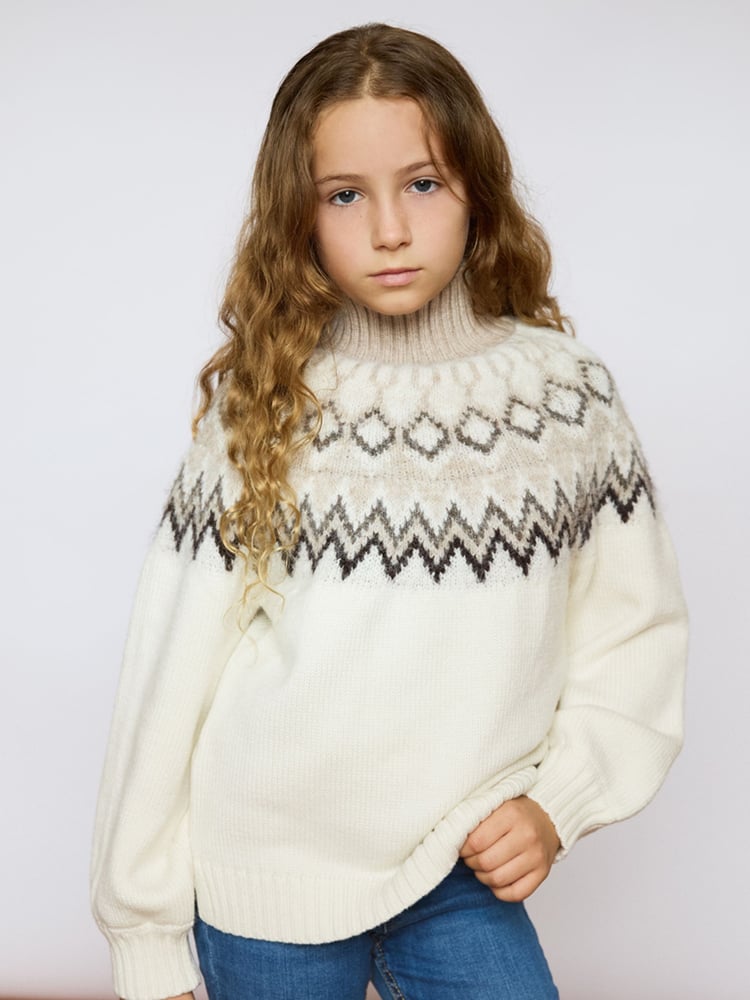 The Little Tailor Kids Diamond Fairisle Pattern Knitted Christmas Jumper - Image 1 of 3
