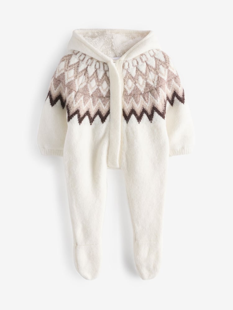 The Little Tailor Baby Soft Knitted Lined Christmas Pramsuit - Image 3 of 3