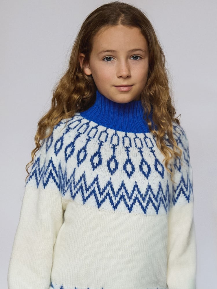 The Little Tailor Kids Diamond Fairisle Pattern Knitted Christmas Jumper - Image 1 of 5