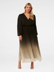 Forever New Brown Phillipa Curve Pleated Midi Dress - Image 1 of 4