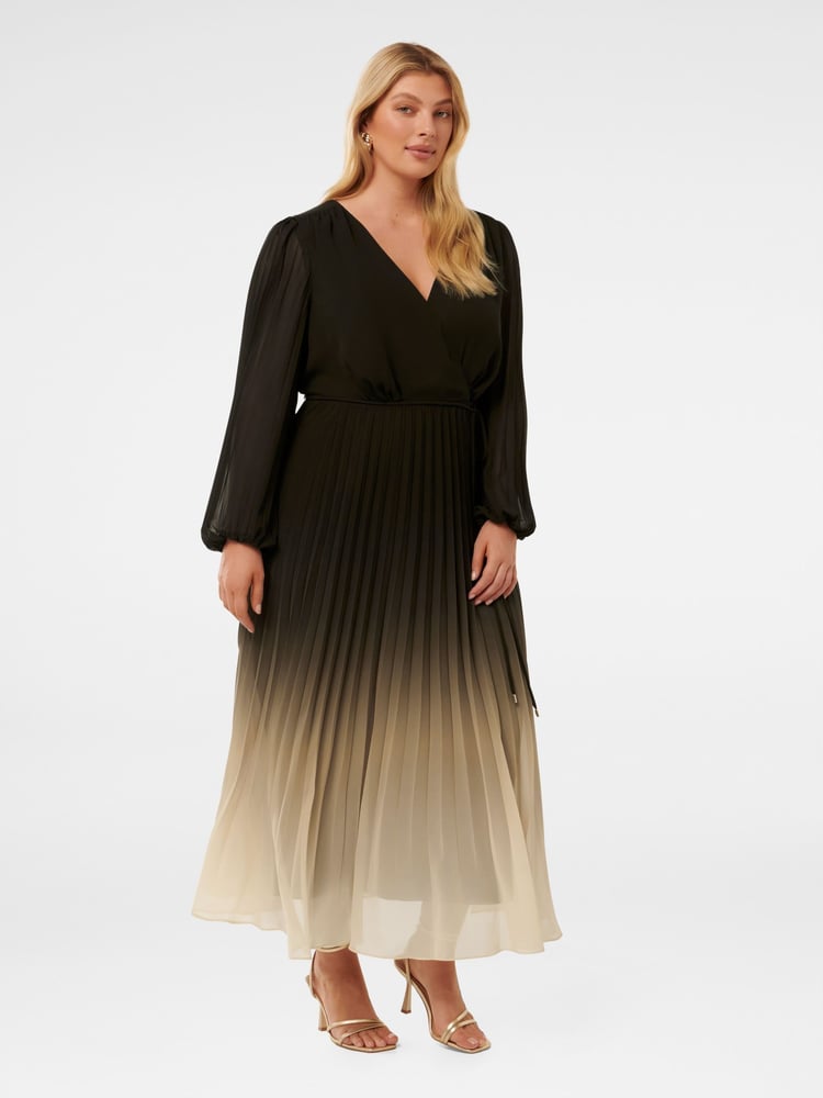 Forever New Brown Phillipa Curve Pleated Midi Dress - Image 4 of 4