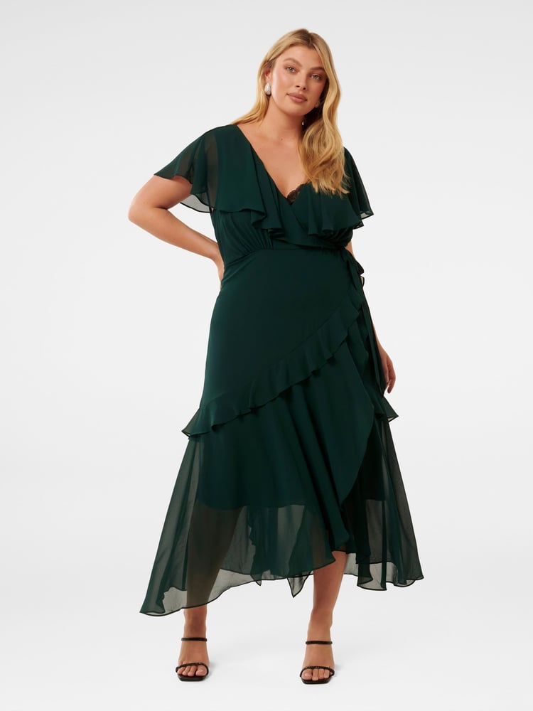 Forever New Green Arianna Curve Wrap Dress - Image 1 of 4