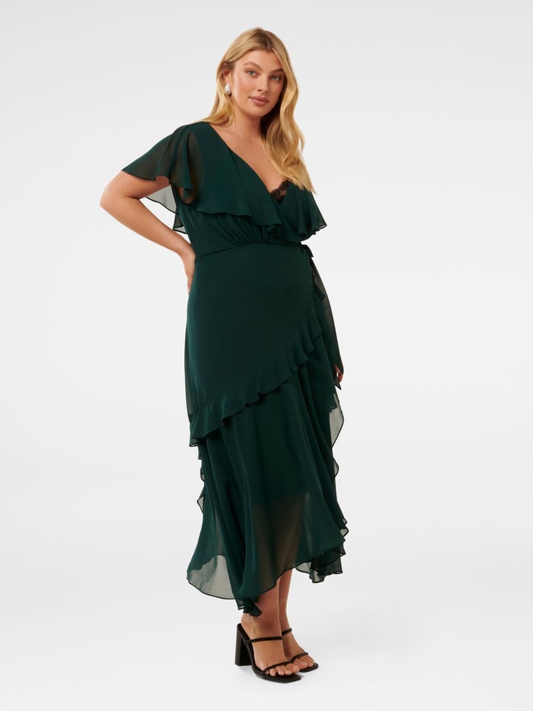 Forever New Green Arianna Curve Wrap Dress - Image 4 of 4