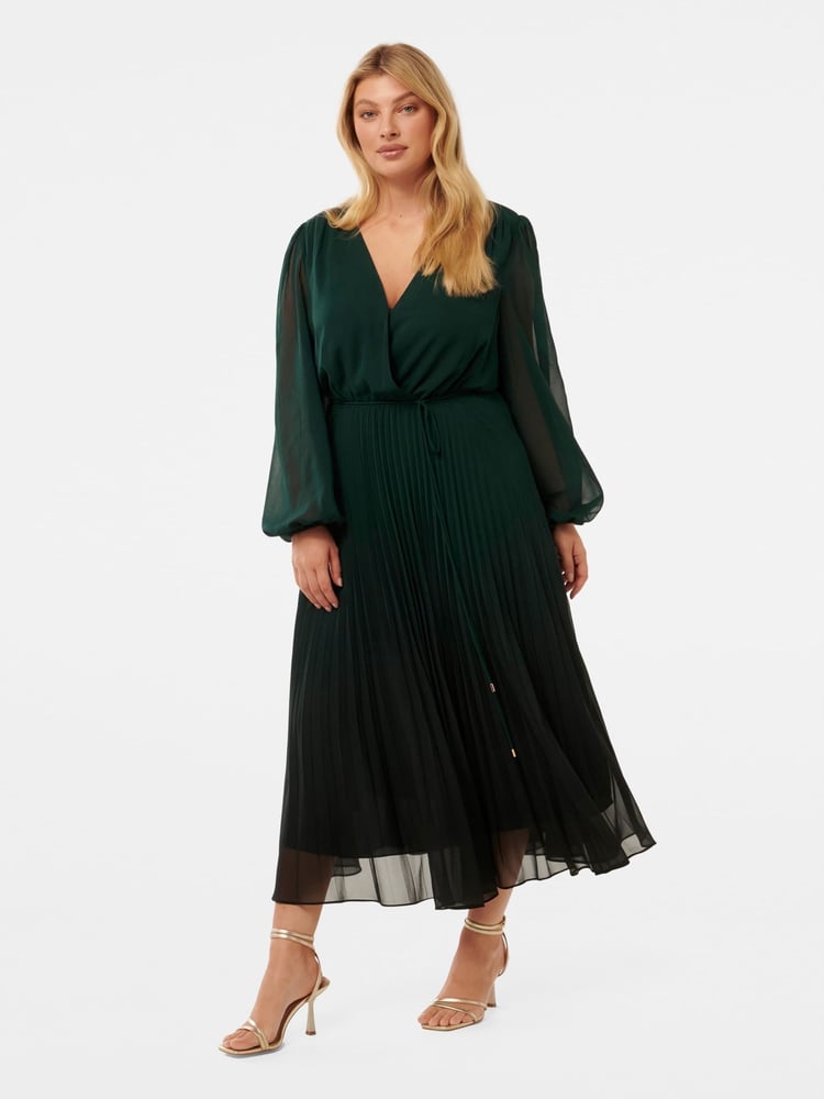 Forever New Green Priscilla Curve Pleated Midi Dress - Image 4 of 4