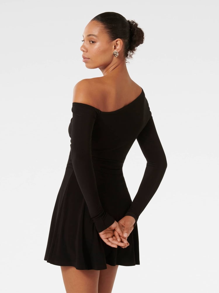 Forever New Black Mini Elise Jersey Twist Dress - Image 2 of 5