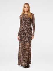 Forever New Brown Leopard Print Libby Mesh Spliced Maxi Dress - Image 1 of 4