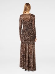 Forever New Brown Leopard Print Libby Mesh Spliced Maxi Dress - Image 2 of 4
