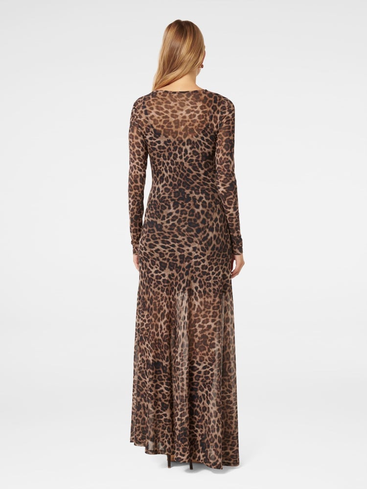 Forever New Brown Leopard Print Libby Mesh Spliced Maxi Dress - Image 2 of 4