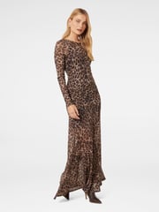 Forever New Brown Leopard Print Libby Mesh Spliced Maxi Dress - Image 4 of 4