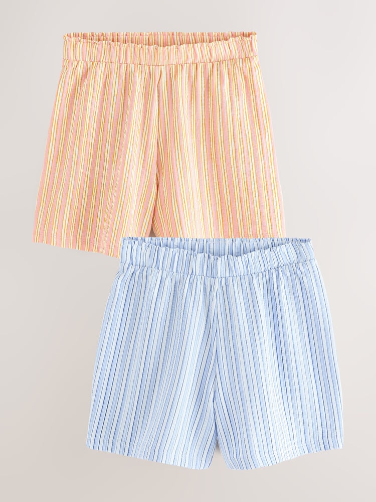 Multi Blue/Pink 100% Cotton Shorts 2 Pack (3-16yrs) - Image 1 of 6