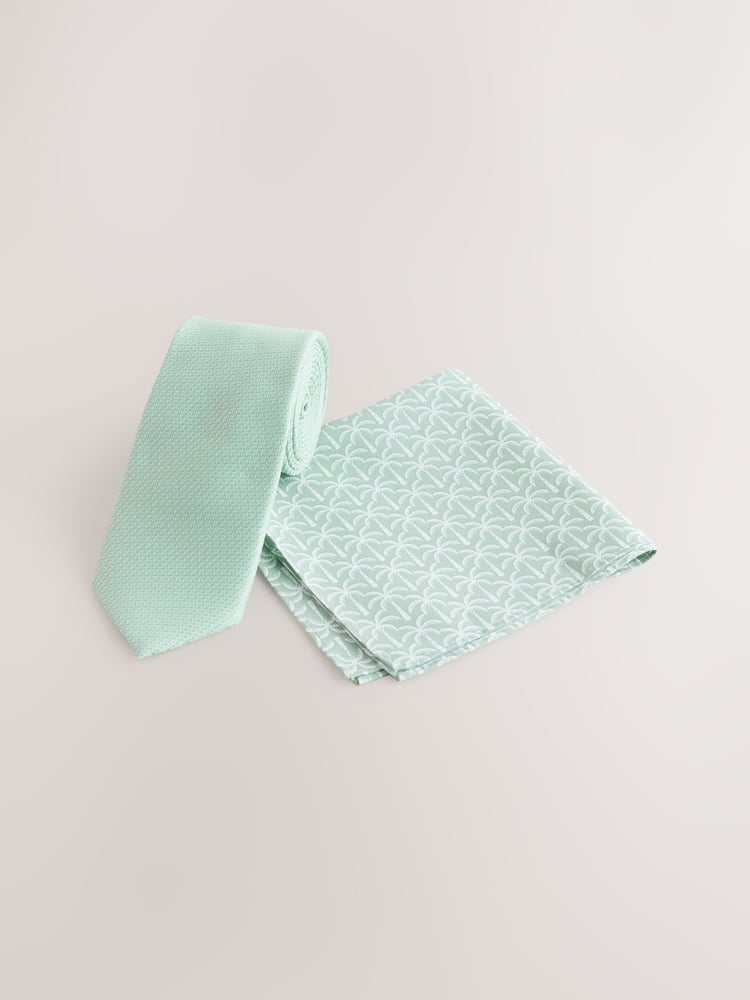 Green Tie and Pocket Square Set - Image 1 of 4