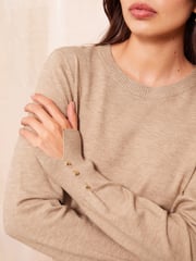 Friends Like These Camel Brown Long Sleeve Crew Neck Jumper - Image 2 of 4
