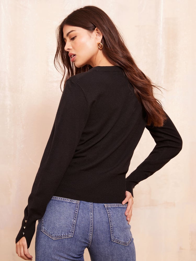 Friends Like These Black Long Sleeve Crew Neck Jumper - Image 4 of 4 Friends Like These Black Long Sleeve Crew Neck Jumper - Image 4 of 4