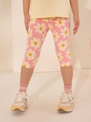 Pink Stampy Flower 1 Pack Cropped Leggings (3-16yrs) - Image 1 of 4