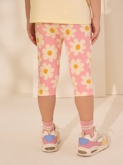 Pink Stampy Flower 1 Pack Cropped Leggings (3-16yrs) - Image 3 of 4