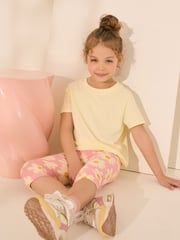 Pink Stampy Flower 1 Pack Cropped Leggings (3-16yrs) - Image 4 of 4