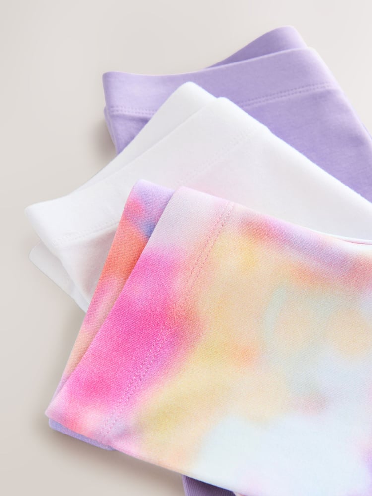 Lilac/White/Rainbow Cycle Shorts 3 Pack (3-16yrs) - Image 7 of 7