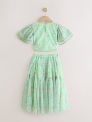 Green Floral Green Floral Top and Skirt Co-Ord Set (3-16yrs) - Image 2 of 4