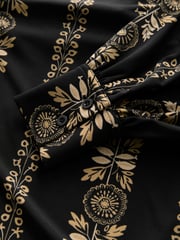 Black/Yellow Print Long Sleeve V-Neck Jersey Blouse - Image 6 of 7