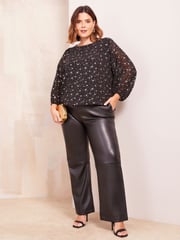 Friends Like These Black Curve Printed Slash Neck Top - Image 3 of 4