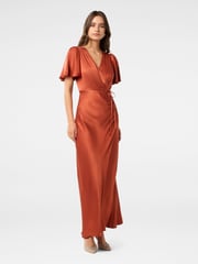 Forever New Orange Chelsea Flutter Sleeves Satin Maxi Dress - Image 4 of 4