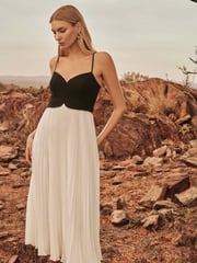 Forever New Black Hartford Pleated Midi Dress - Image 1 of 5