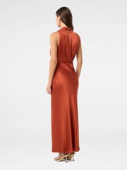Forever New Orange Sienna High Neck Satin Maxi Dress - Image 2 of 4